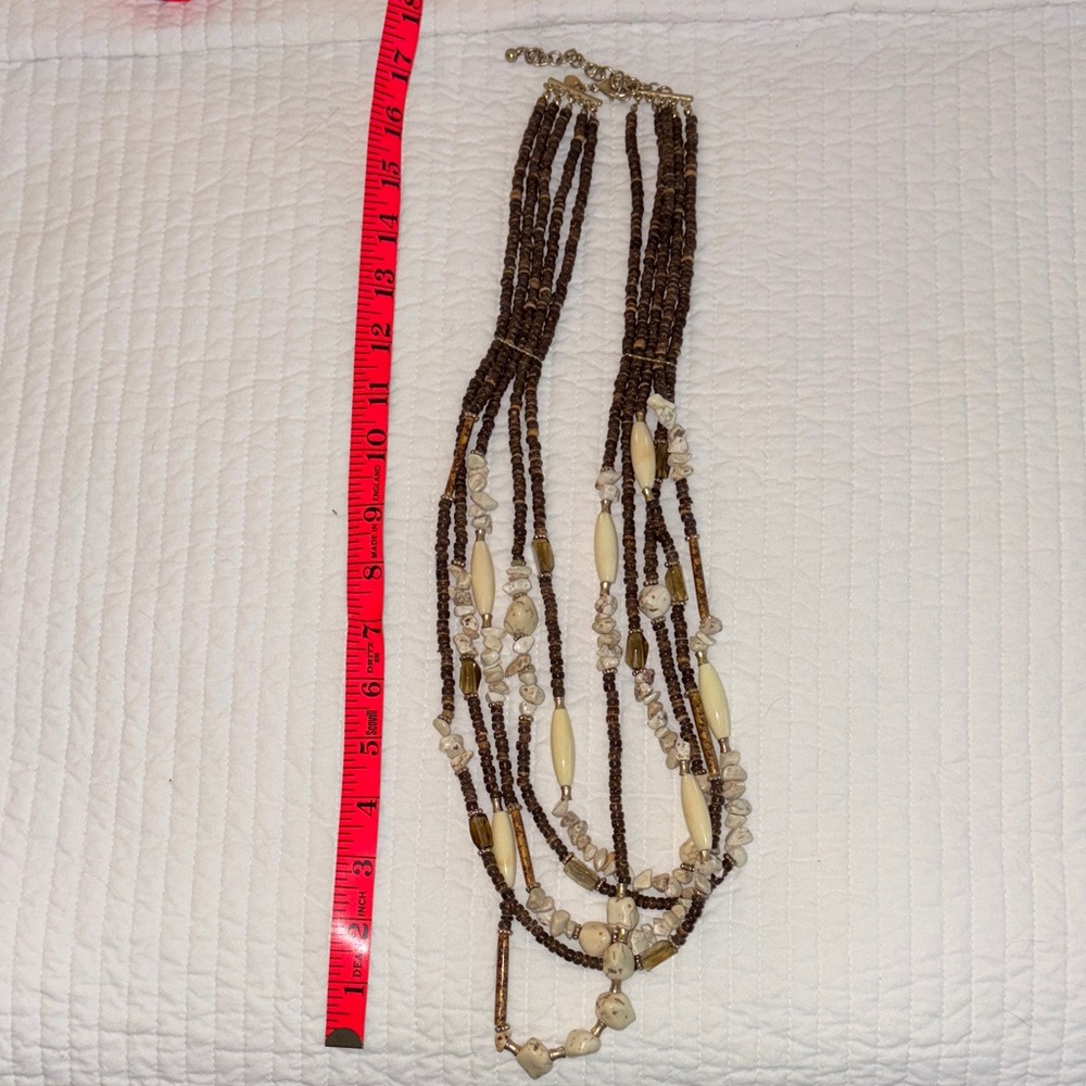 Chico's Multi-Strand Brown and Cream Necklace